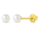 14k Yellow Gold Fresh Water 3mm Pearl Stud Infant Earrings GER-23595