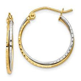 14k Yellow & White Gold Twist Hoop Earrings GER-23604