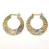 14K Yellow Gold Diamond Cut Wide Flat Hoop Earrings GER-23616