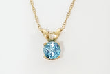 14k White Gold Blue Topaz Birthstone Pendant  GPD-19915
