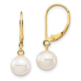 14k Yellow Gold Teardrop Fresh Water Pearl Lever Back Earrings GPS-20131