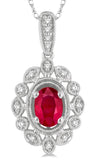 10k White Gold Ruby and Diamond Pendant - DPD-26778
