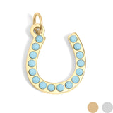 Gold Finish Stainless Steel Turquoise Stone Horseshoe Charm 15mm SSJ-13659