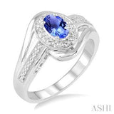 Sterling Silver Tanzanite & Diamond Oval Gemstone Ring SDM-11215