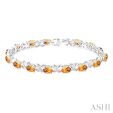 Sterling Silver Oval Citrine & Diamond Bracelet SDM-11309