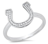 Sterling Silver Diamond Horseshoe Ring SDM-11353
