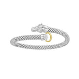 Phillip Gavriel Sterling Silver & 18K Yellow Gold Diamond Horse Head Bangle Bracelet SDM-11365