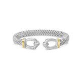 Phillip Gavriel Sterling Silver & 18K Yellow Gold Diamond Horseshoe Bangle SDM-11366