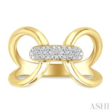 Sterling Silver Gold Vermeil Diamond Double Loop Ring SDM-11382