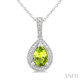 Sterling Silver Diamond & Peridot Pendant SDM-11389