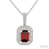 Sterling Silver Diamond & Garnet Pendant SDM-11392