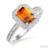 Sterling Silver Citrine & Diamond Ring SDM-11393