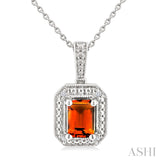 Sterling Silver Diamond & Citrine Pendant SDM-11394