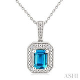 Sterling Silver Diamond & Blue Topaz Pendant SDM-11395