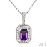 Sterling Silver Diamond & Amethyst Pendant SDM-11399