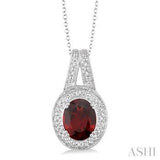 Sterling Silver Garnet & Diamond Pendant SDM-11409