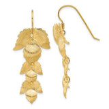Sterling SIlver Gold Plated Leaf Dangle Earrings -  SSJ-12757