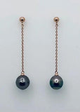 Sterling Silver Rose Gold Tone Tahitian Pearl Drop Earrings SSJ-12970