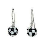 Sterling Silver Freshwater Pearl Soccer Ball Dangle Earrings  SSJ-12800