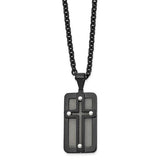 Stainless Steel Black Cross Tag Pendant SSJ-13061