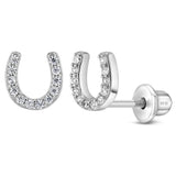 Sterling Silver Horseshoe CZ Earrings SSJ-13490