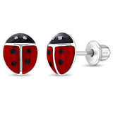 Sterling Silver Ladybug Enameled Stud Earrings SSJ-13488