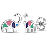Sterling Silver Dinosaur Enameled Stud Earrings  SSJ-13496