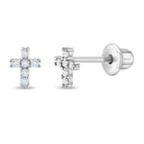Sterling Silver CZ Cross Stud Earrings SCZ-10012