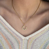Gold Finish Stainless Steel Pearl Beaded Horseshoe Charm 15mm SSJ-13657