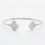 Bella Cavo Sterling Silver Clover Open Flex Cuff Bracelet BEL-10424