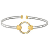 Bella Cavo White and Yellow Gold Circle Cubic Zirconia Cuff Bracelet BEL-10450