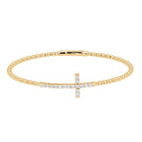 Sterling SIlver Cross Flex Bangle Simulated Diamond - BLK-10296