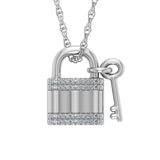 Sterling Silver Lock & Key Pendant with Diamonds SDM-11247