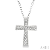 1/20 ctw Single Cut Diamond Cross Pendant in Sterling Silver with Chain