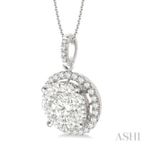 2.00 ctw Lovebright Round Cut Diamond Pendant in 14K White Gold with Chain