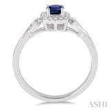 4x4 MM Cushion Shape Sapphire and 1/10 ctw Round Cut Diamond Ring in 10K White Gold