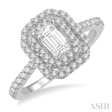 1/2 ctw Double Halo Diamond Semi-Mount Engagement Ring in 14K White Gold