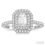 1/2 ctw Double Halo Diamond Semi-Mount Engagement Ring in 14K White Gold