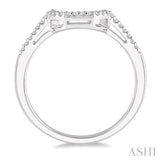 1/10 ctw Curved Center Round Cut Diamond Wedding Band in 14K White Gold