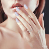 1/3 Ctw U-Shape Center Round Cut Diamond Wedding Band in 14K White Gold