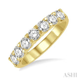 1.00 ctw Round Cut 7 Stone Diamond Wedding Band in 14K Yellow Gold