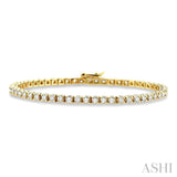 3.00 ctw Square Shape Round Cut Diamond Tennis Bracelet in 14K Yellow Gold