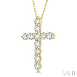 2.00 ctw Round Cut Diamond Cross Pendant in 14K Yellow Gold with Chain