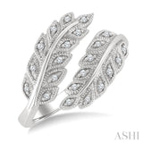 1/10 Ctw Round Cut Diamond Leaf Ring in Sterling Silver