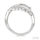 1/10 Ctw Round Cut Diamond Leaf Ring in Sterling Silver