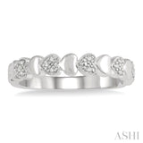 1/20 Ctw Mini Hearts Round Cut Diamond Fashion Band in Sterling Silver