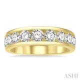 2.00 ctw Channel Set 11 Stone Round Cut Diamond Wedding Band in 14K Yellow Gold