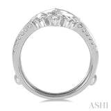 3/4 Ctw Chevron Center Baguette and Round Cut Diamond Insert Ring in 14K White Gold