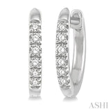 1/8 ctw Round Cut Diamond Huggie Petite Earrings in 10K White Gold
