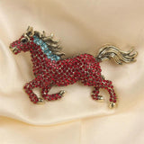 Red & Turquoise Rhinestone Galloping Horse Brooch ZGF-05098
